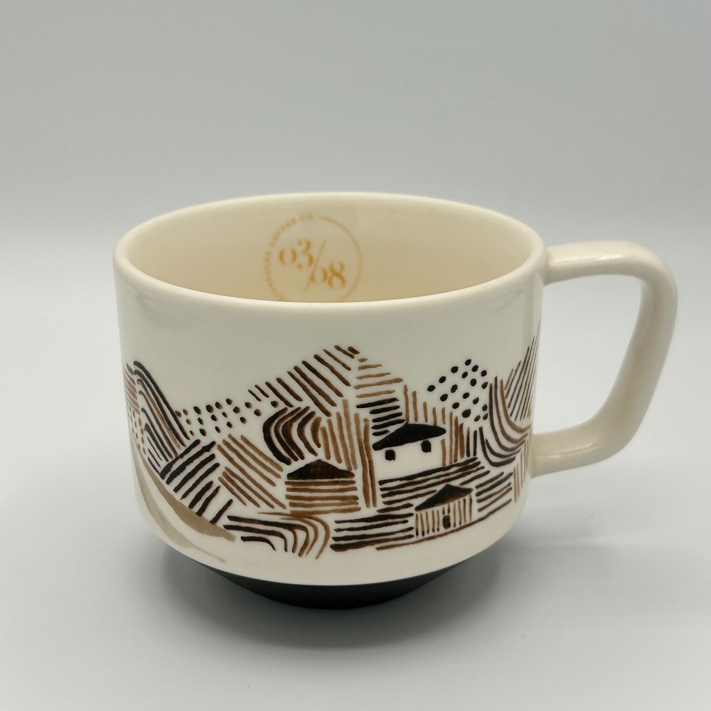 Starbucks 2014 Anniversary 03/98 New Bone China Mug 12oz Landscape Village Brown